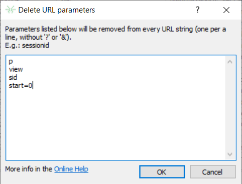 Remove parameters from URL