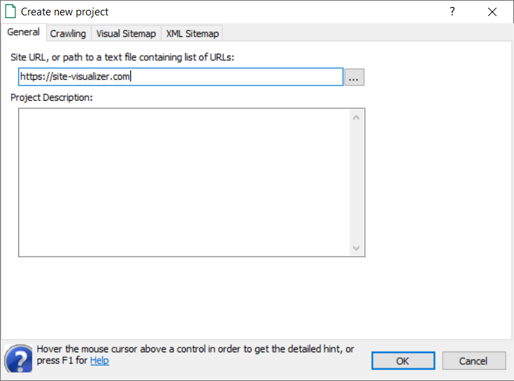 Type the URL address of a website Website URL